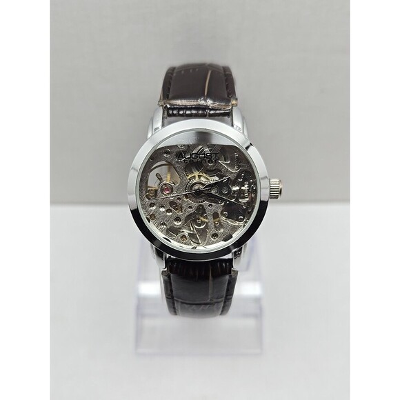 August Steiner AS8033SS Skeleton Automatic Self Winding Silver Tone Unisex Watch - Picture 1 of 11